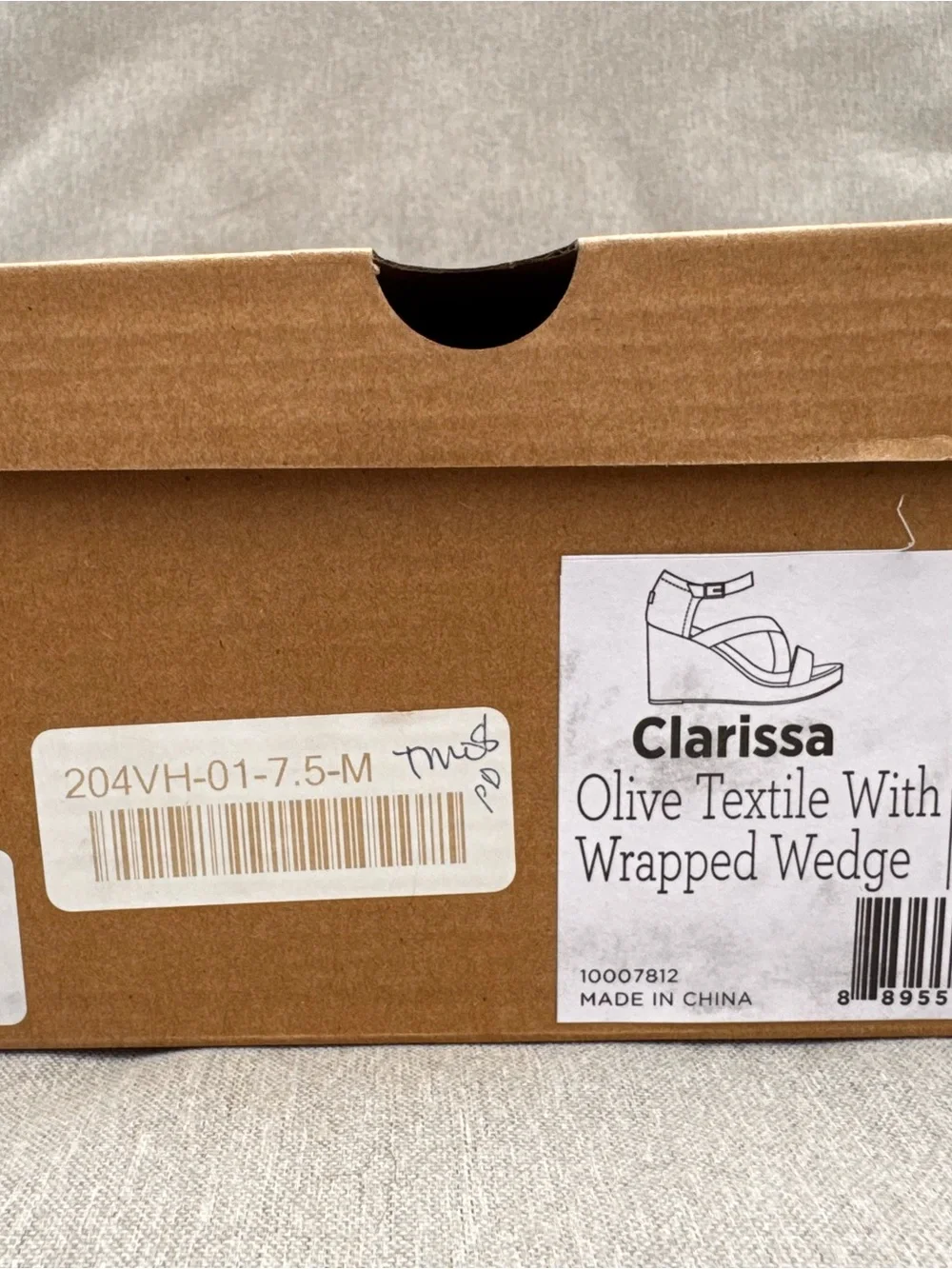 TOMS Clarissa olive textile with wrapped wedge